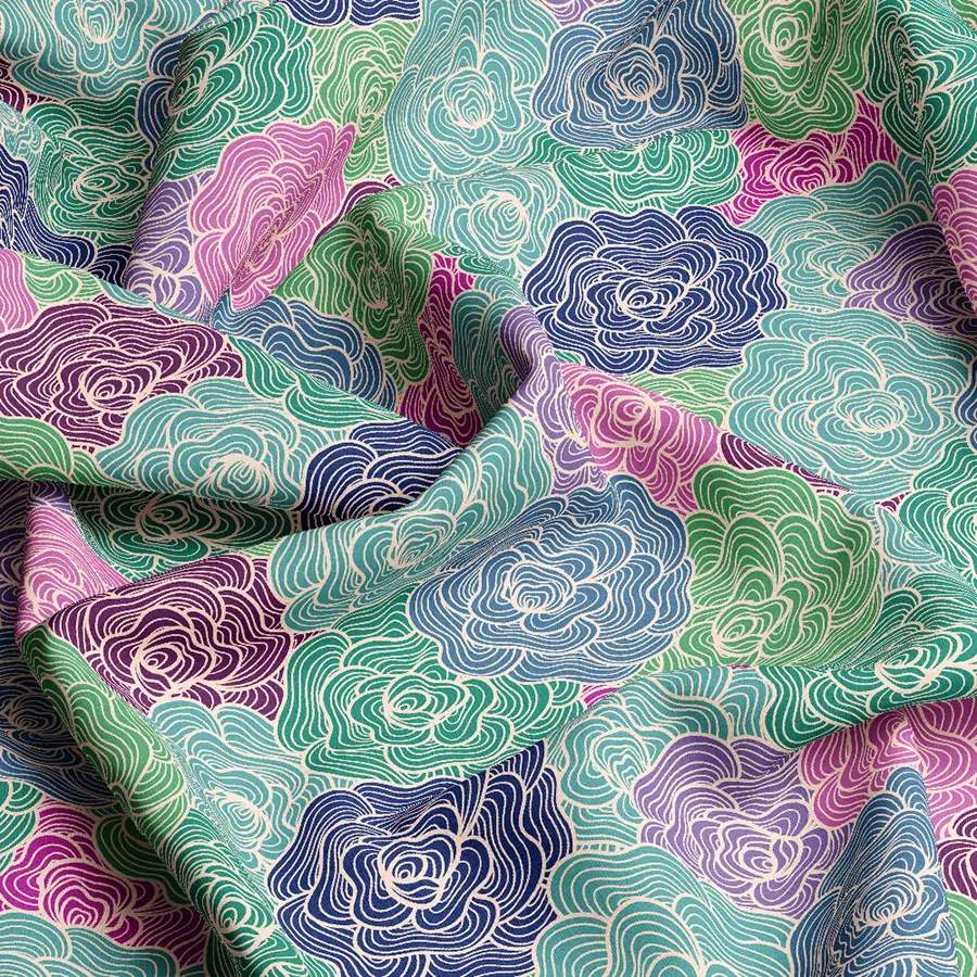 Colorful Vintage Stun Flowers Liberty Floral – Custom Print Fabric