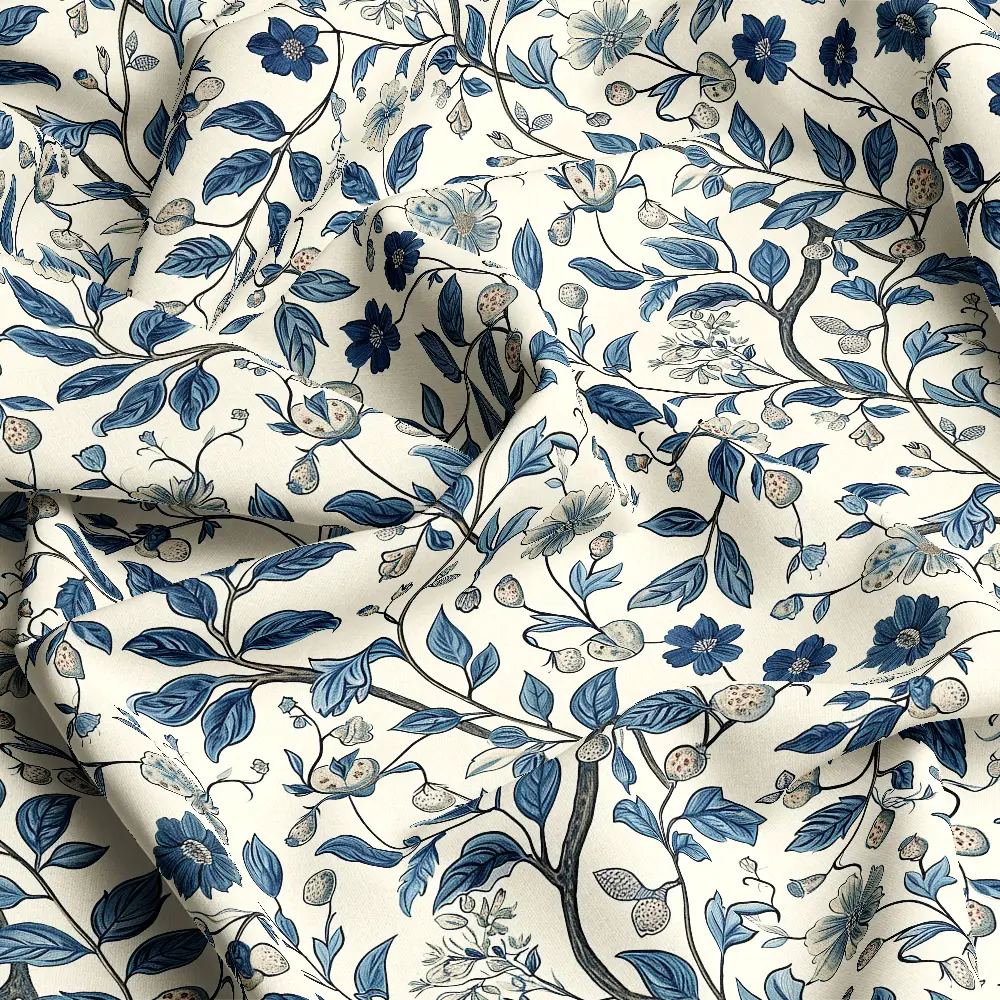 Delicate Blue William Morris Floral – Custom Print Fabrics