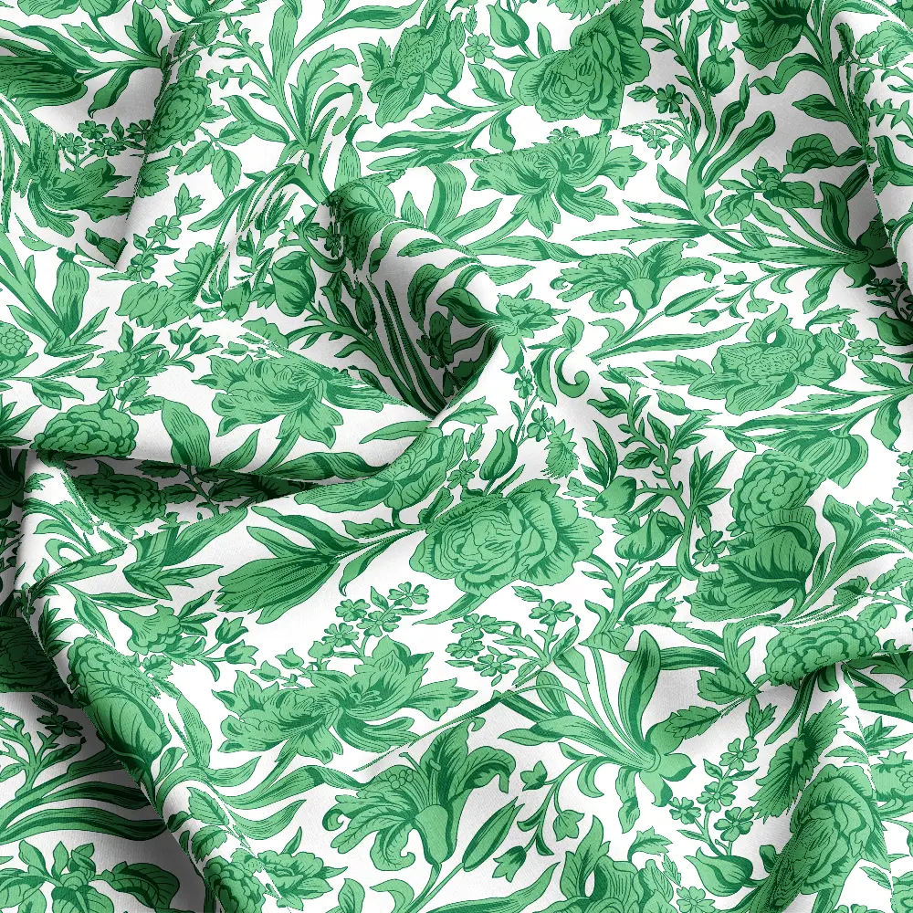 Vintage Romantic Green Liberty Floral – Custom Print Fabrics