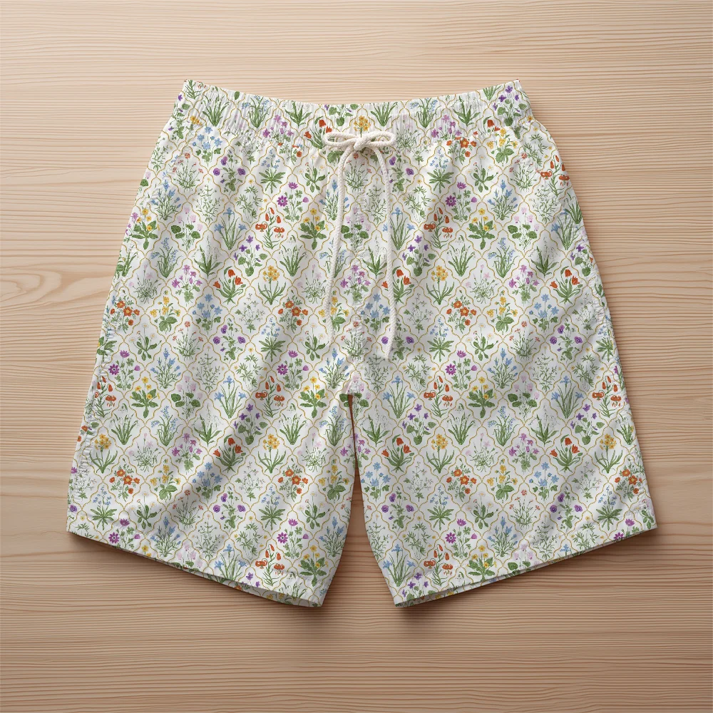 Beach Shorts – Millefleurs Colorful Floral Pattern