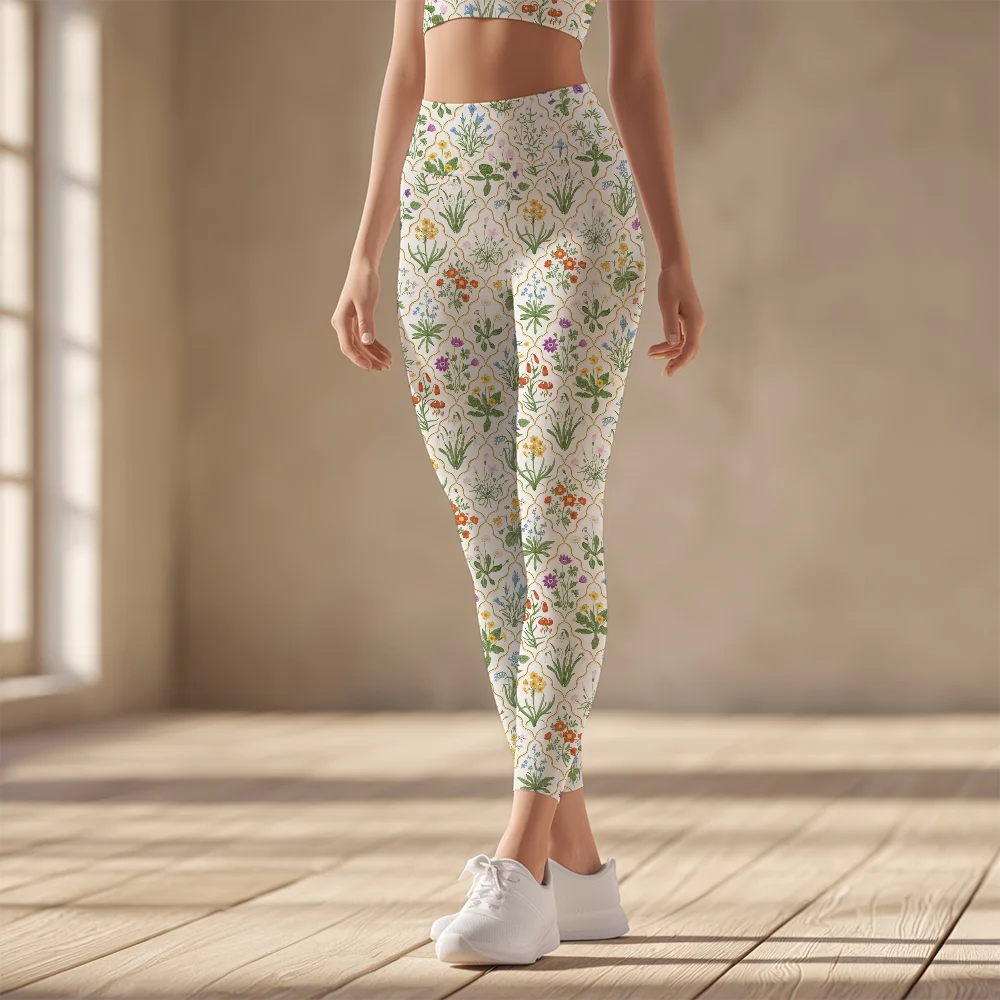 Women's Yoga Leggings – Millefleurs Colorful Floral Pattern