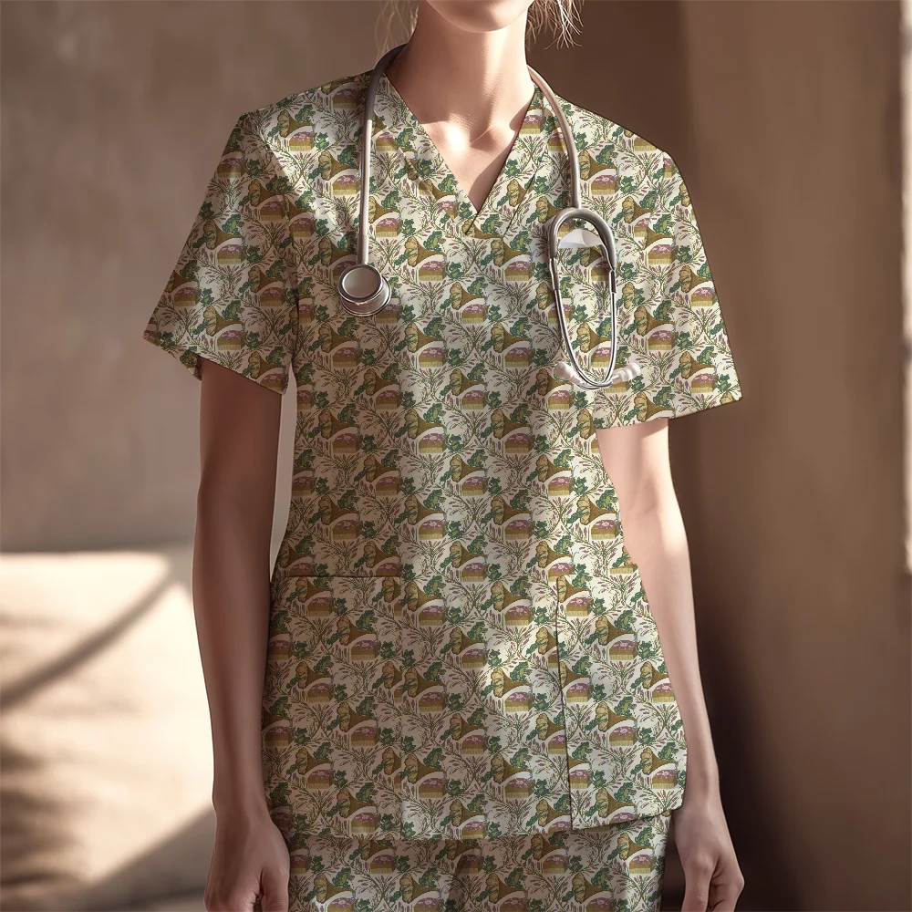 Women's Nurse Scrubs Set – Whimsical Frog Band Cattail Meadow