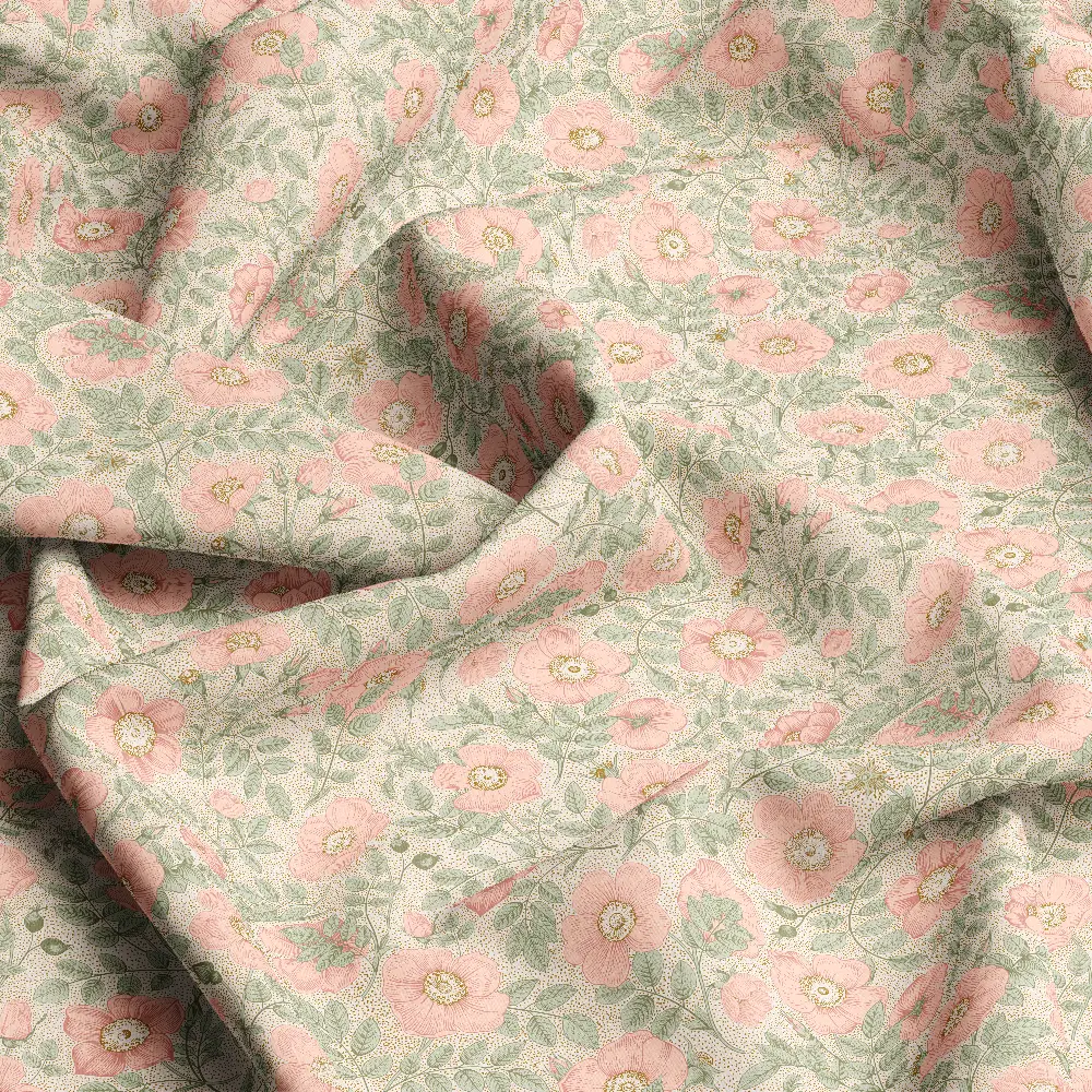 Vintage Pink Wild Rose Floral – Custom Print Fabrics