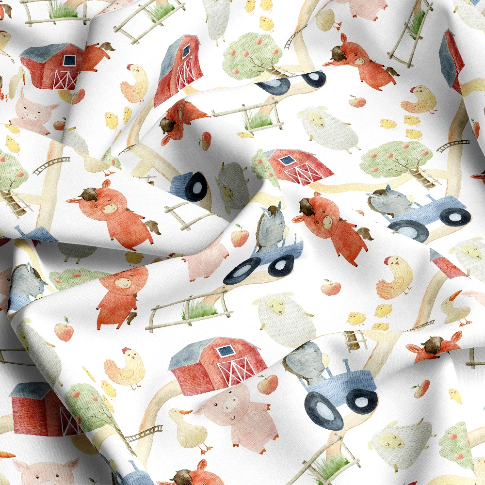 Watercolor Farm Animal Pattern – Custom Print Fabrics