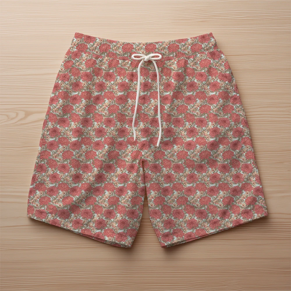 Beach Shorts – Pastel Wildflower and Herb Meadow Pattern
