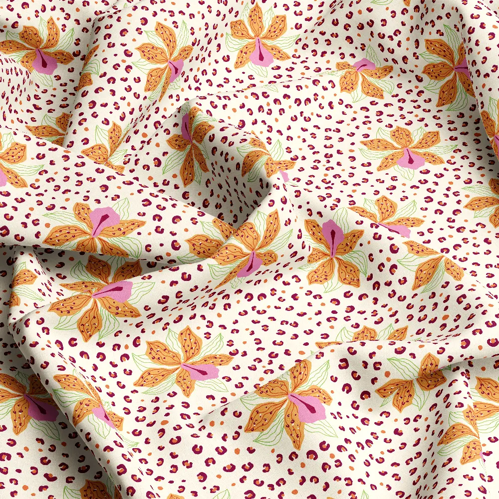 Hand Painted Leopard Floral Pattern – Custom Print Fabrics
