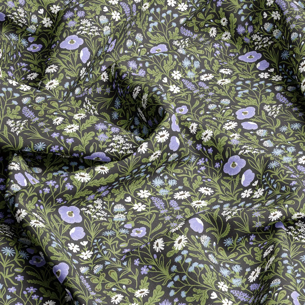 Grey Multicolored Wildflower Vector – Custom Print Fabrics