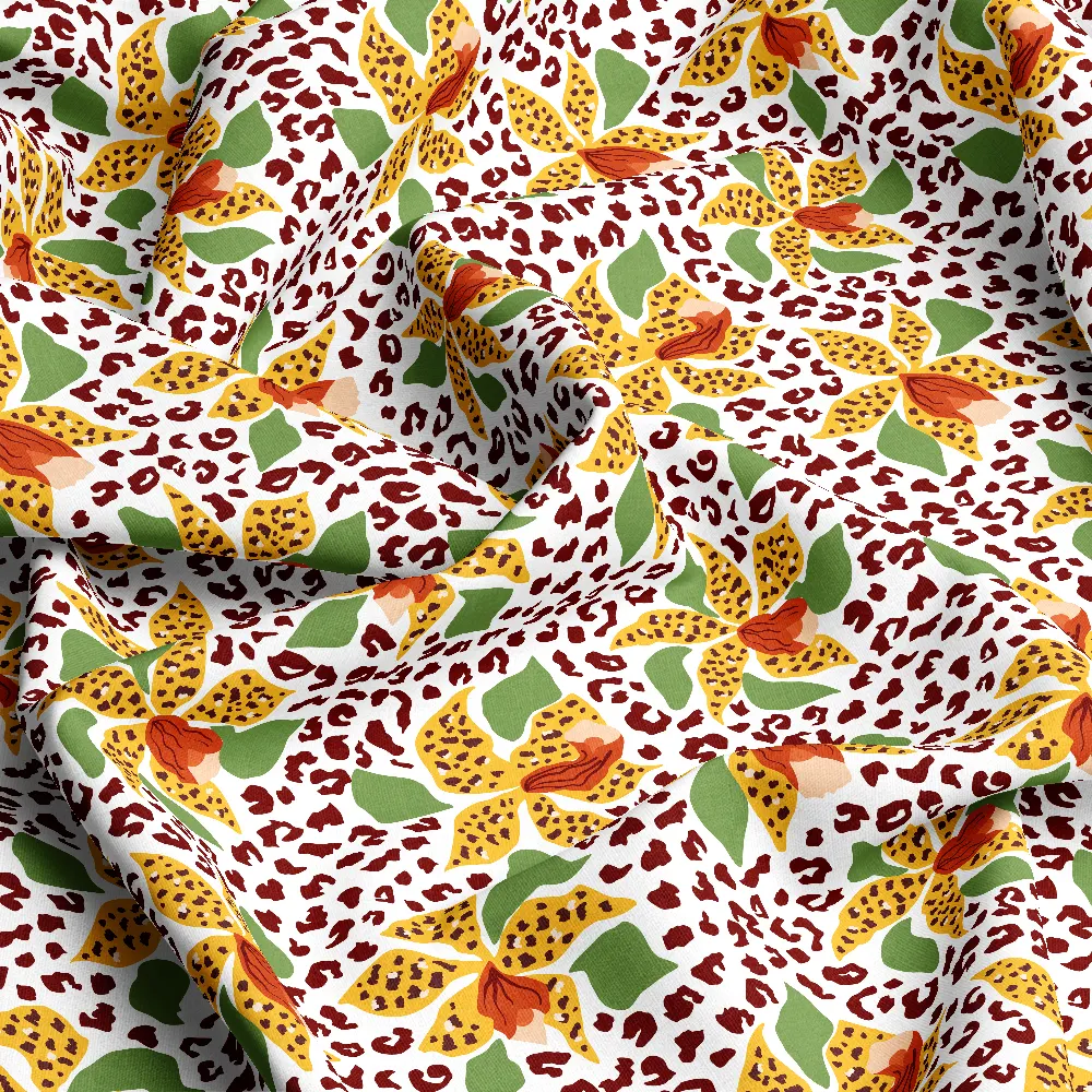 Tropical Leopard Floral Print – Custom Print Fabrics