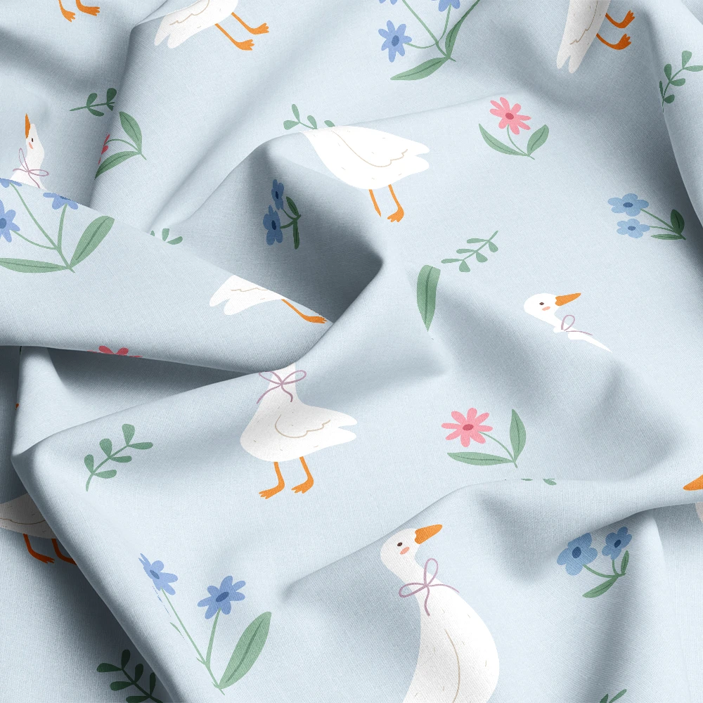 Cozy Ducks & Flowers Pattern – Custom Print Fabrics