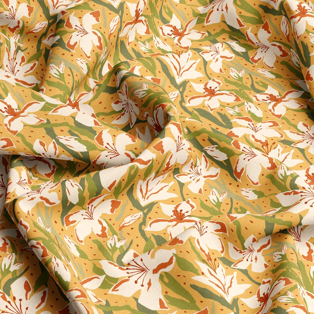Hand-Drawn Lily Floral Botanical Garden Design – Custom Print Fabrics
