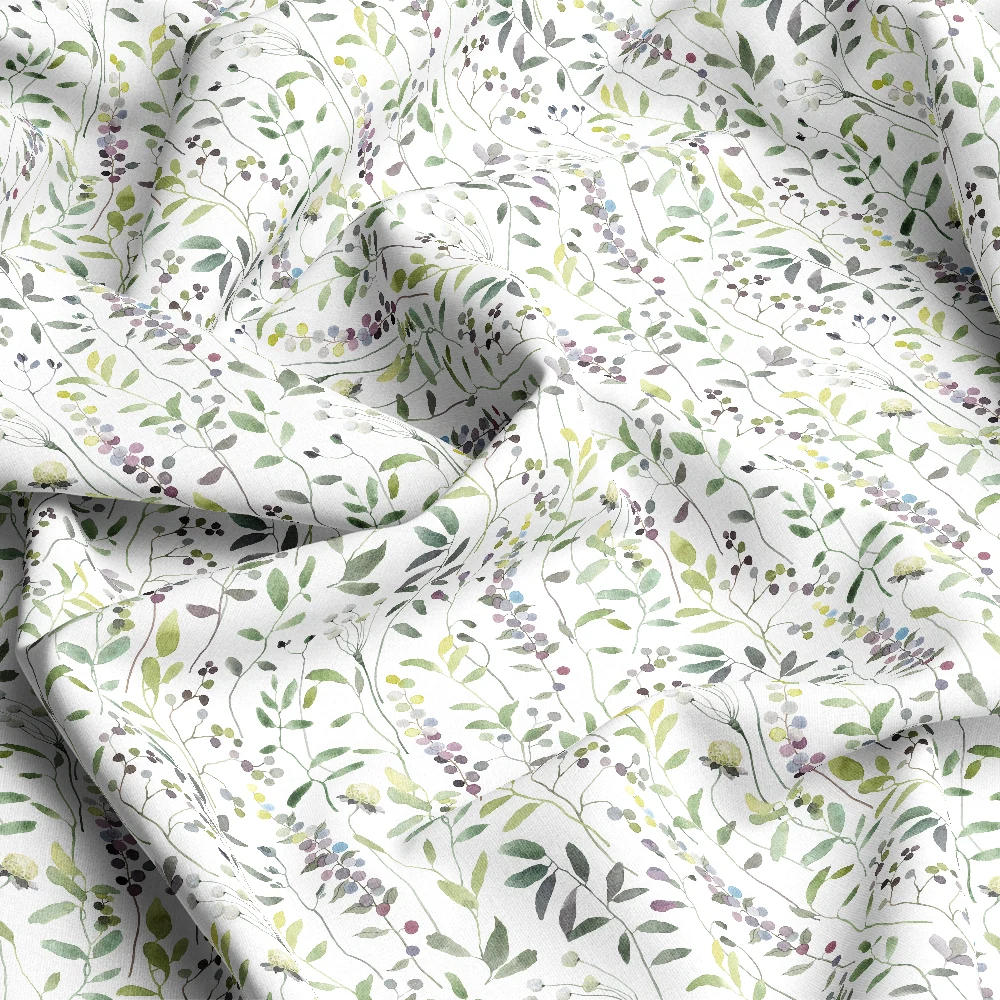 Watercolor Plants & Berries Floral Pattern – Custom Print Fabrics