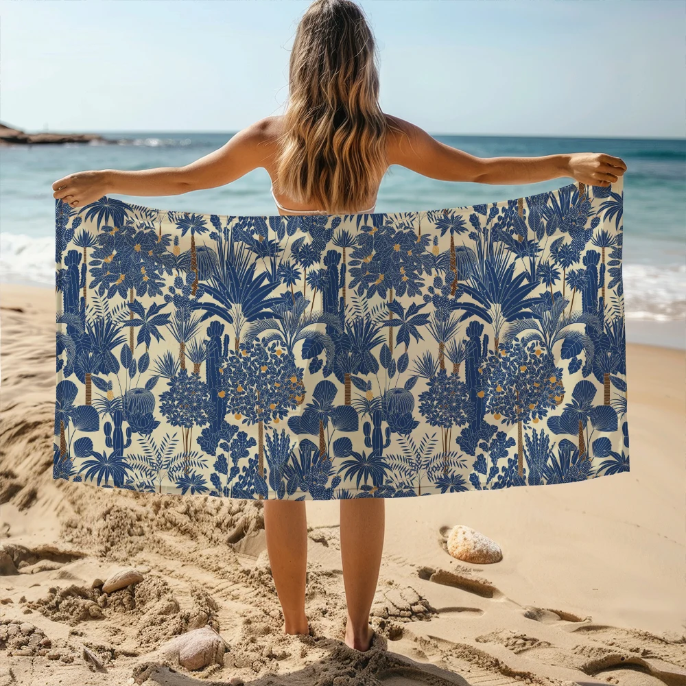 Beach Towel – Retro Tropical Palm Oasis Vector Tree Pattern