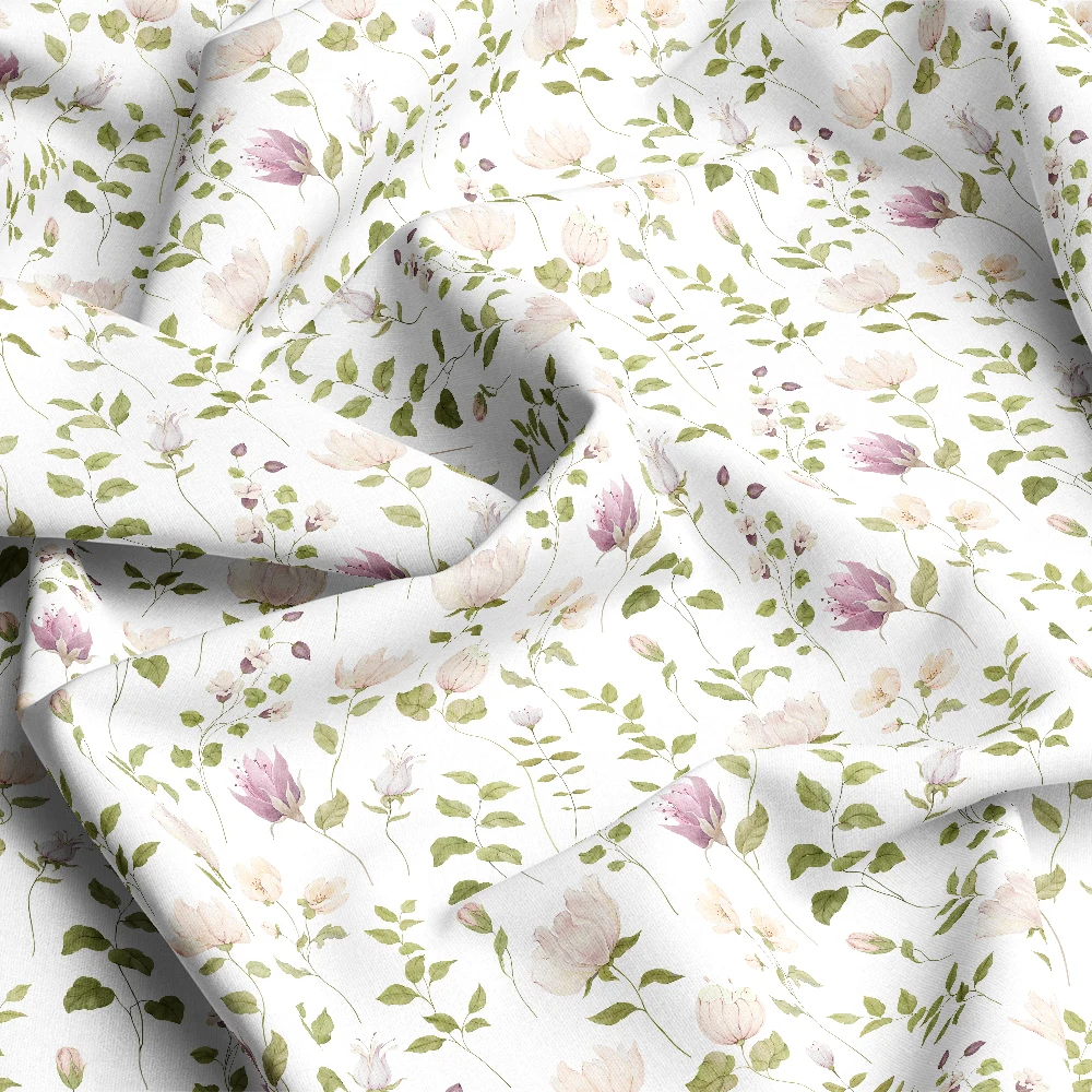 Watercolor Abstract Green Floral Pattern – Custom Print Fabrics