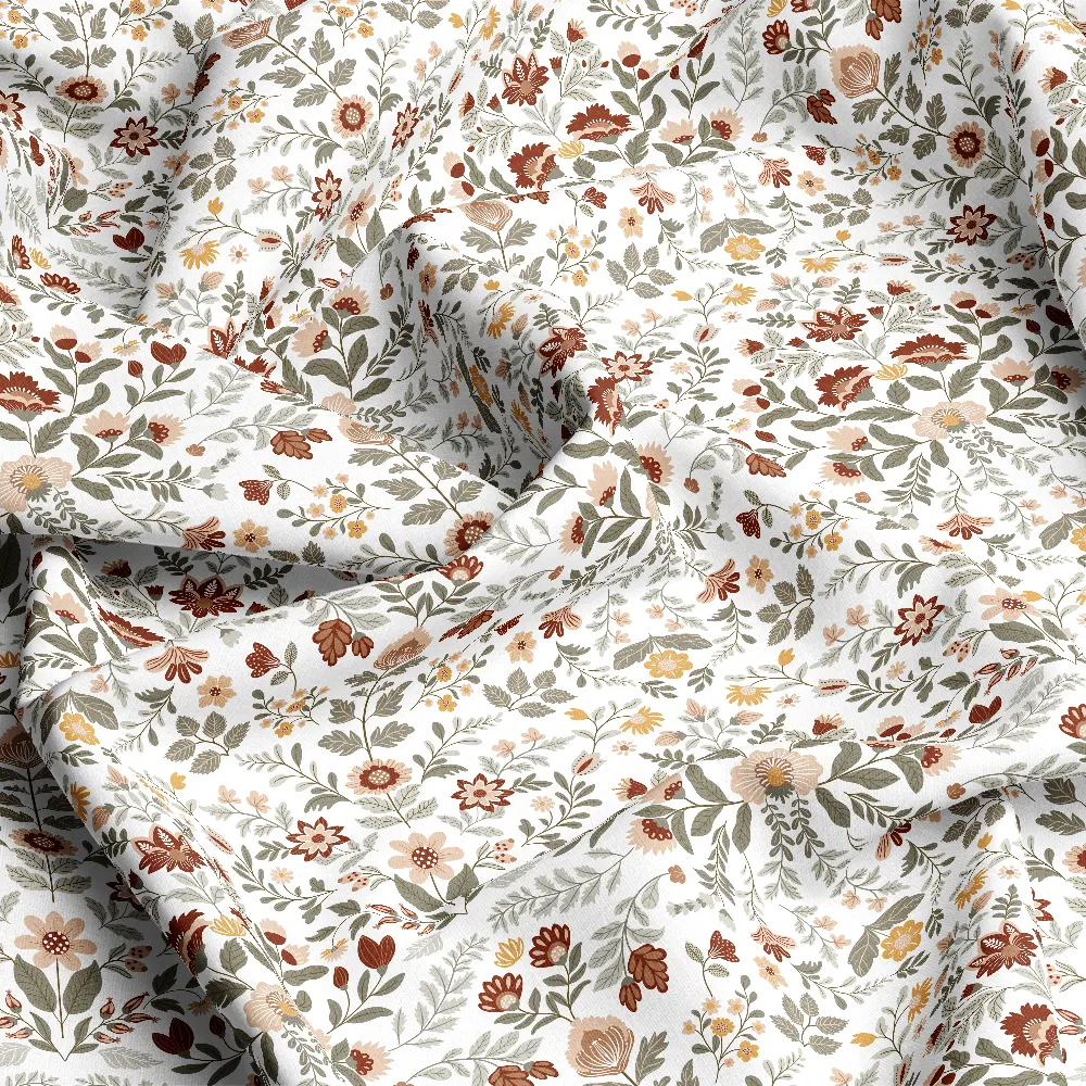 Folk Art Floral Pattern on Dark Base – Custom Print Fabrics