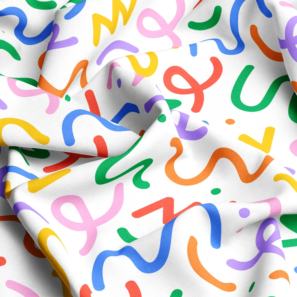 Fun Colorful Doodle Lines Pattern – Custom Print Fabrics
