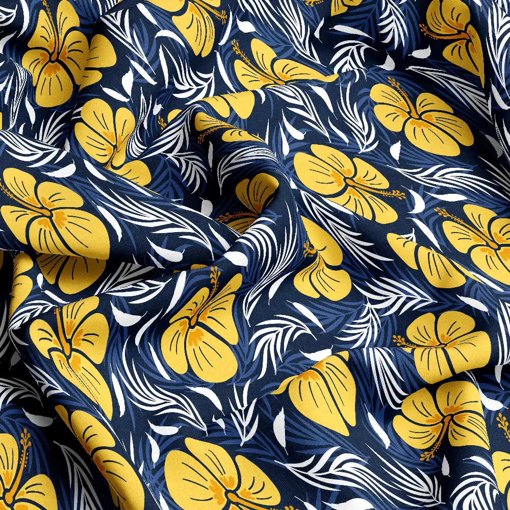 Yellow Hibiscus Floral Pattern – Custom Print Fabrics