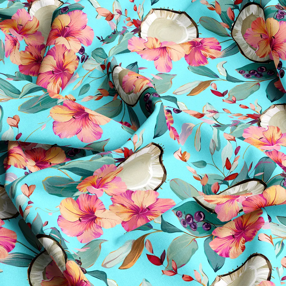 Tropical Sea Paradise Floral Pattern – Custom Print Fabrics