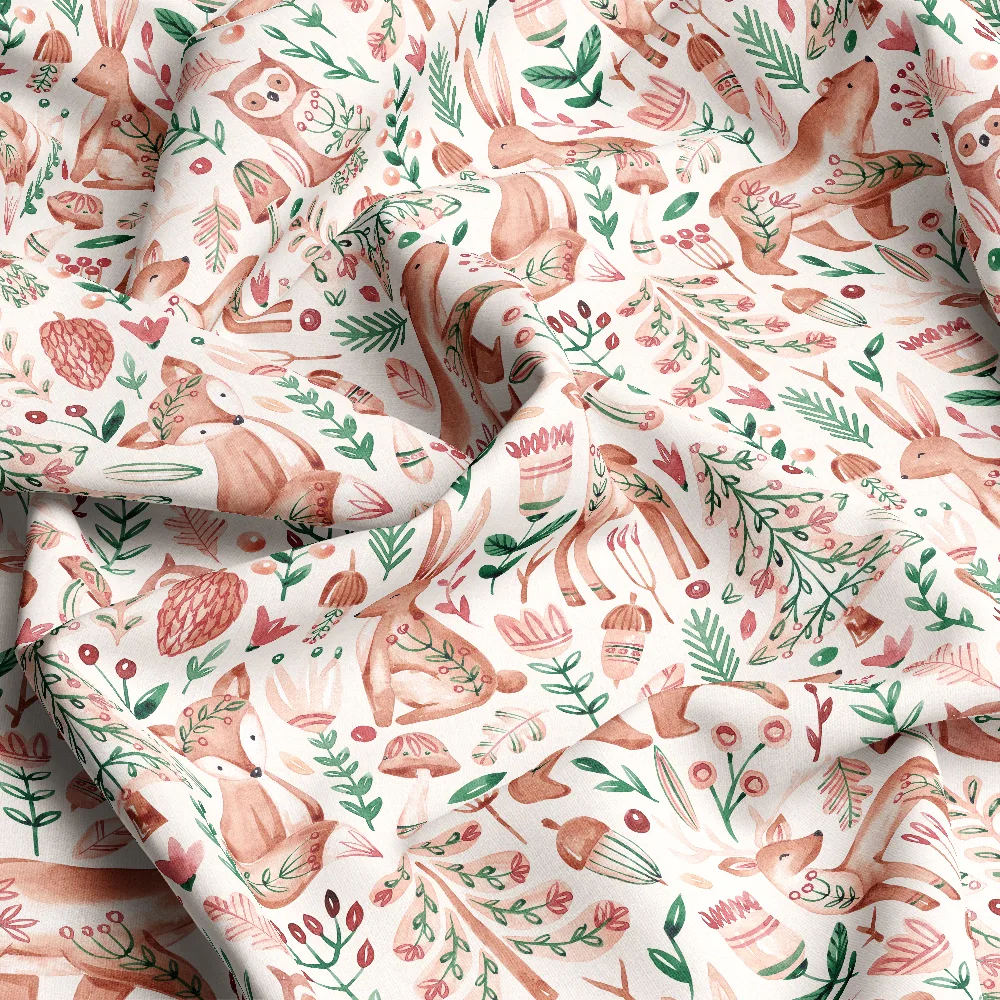 Folk Forest Wild Animals Pattern – Custom Print Fabrics