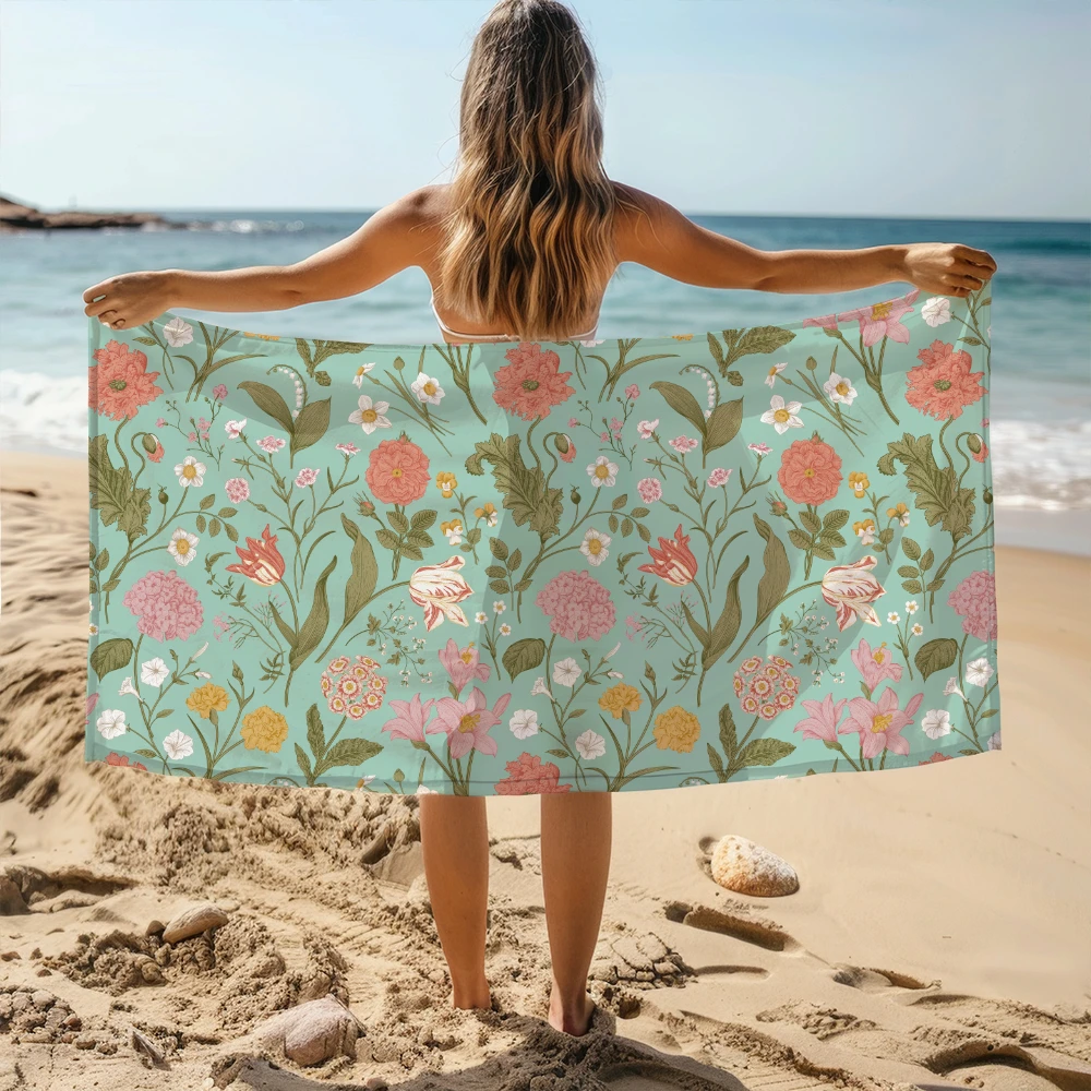 Beach Towel – Shabby Chic Classic Floral Seamless Pattern