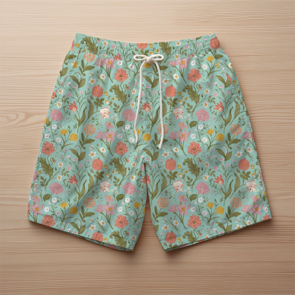 Beach Shorts – Shabby Chic Classic Floral Seamless Pattern