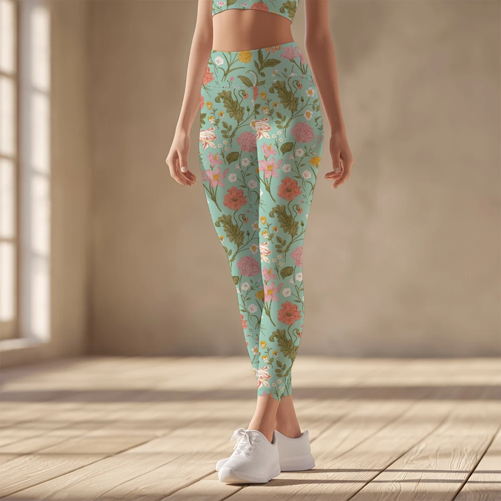 Women's Yoga Leggings – Shabby Chic Classic Floral Seamless Pattern