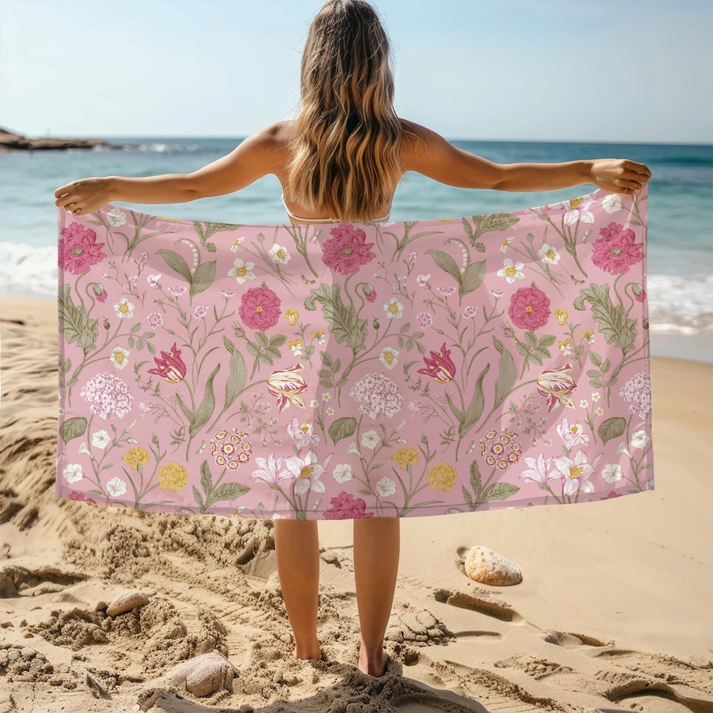 Beach Towel – Blush Pink Shabby Chic Floral