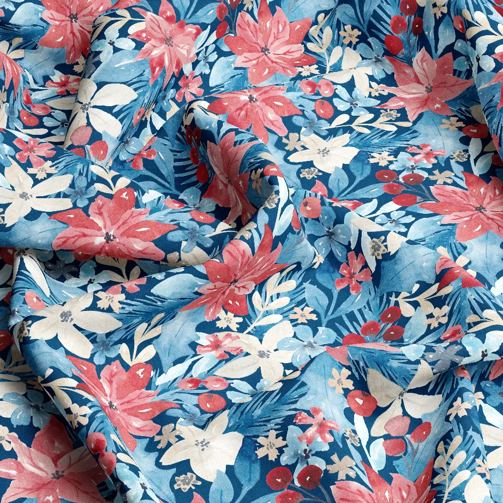 Watercolor Winter Nature Pattern – Custom Print Fabrics