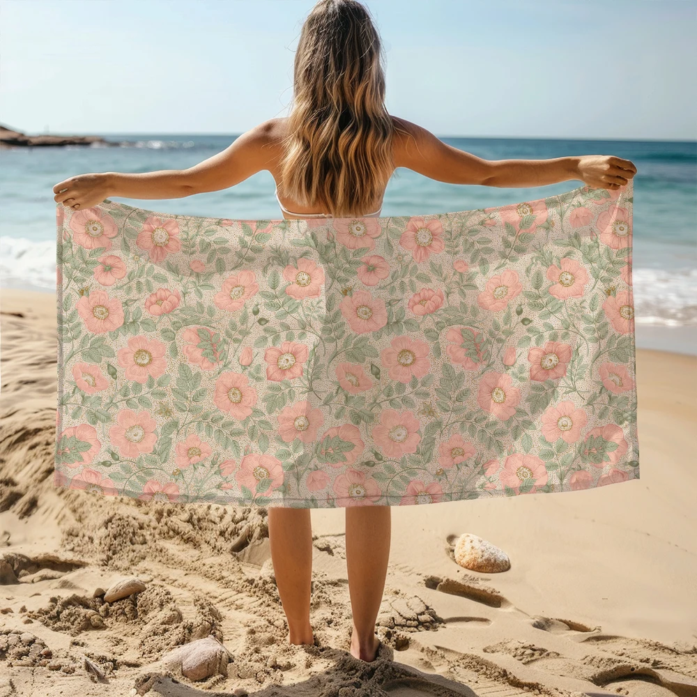 Beach Towel – Vintage Pink Wild Rose Floral