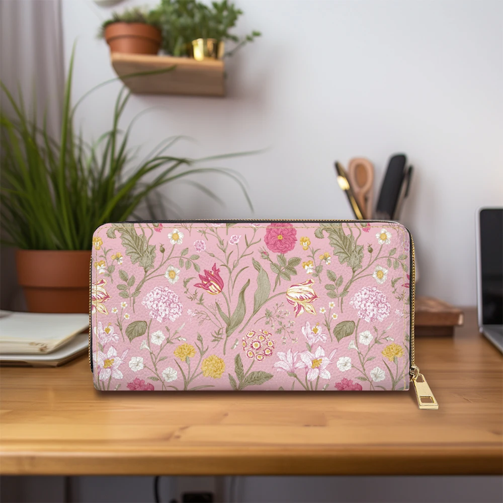 Zipper Long Clutch Wallet – Blush Pink Shabby Chic Floral