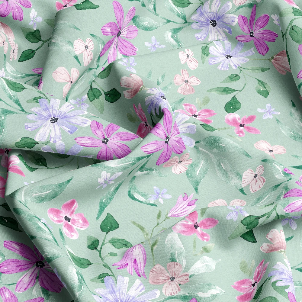 Light Elegant Watercolor Spring Summer Floral Pattern – Custom Print Fabrics