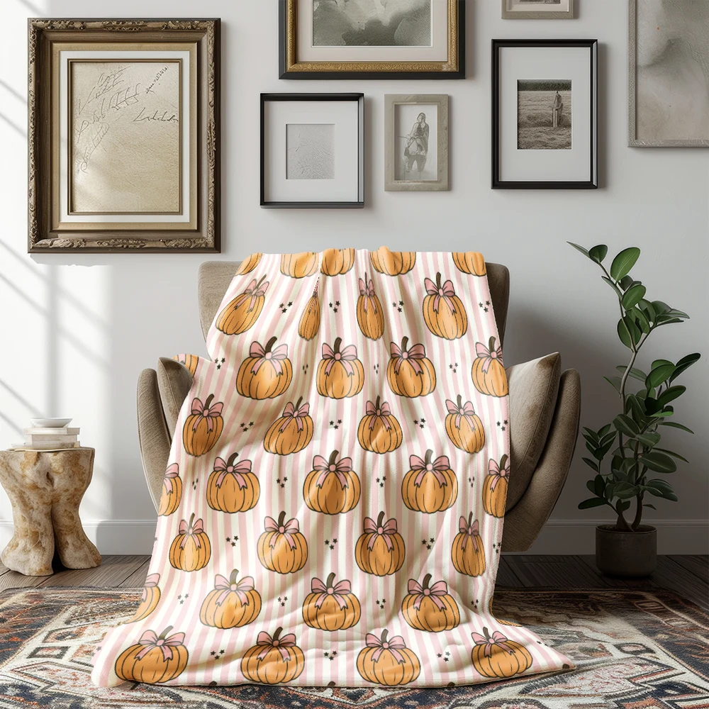 Coquette Pink Bow Pumpkin Blanket