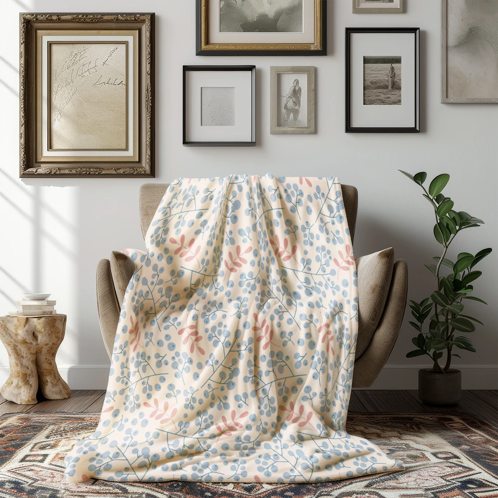 Winter Rowan Berry Branches Christmas Blanket